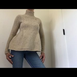 Moda International Mockneck Oatmeal Peplum Sweater